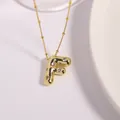 Gold-plated letter F necklace featuring sparkling zircon stones on a beaded chain - Letter F