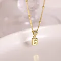 Collar con colgante letra B burbuja chapado en oro 18K y cadena fina con pequeñas cuentas - Letra B