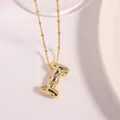 Golden letter I pendant necklace with zircon inlay and beaded dainty chain for women - Letter I