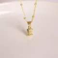 18K gold plated letter E balloon pendant necklace with bead satellite chain - Letter E