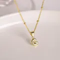 Golden balloon style letter G pendant necklace with polished bead chain for women - Letter G