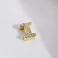 Goldener Buchstabe I DIY Schmuckanhänger mit funkelnder Zirkonia-Pflasterfassung - Gold Buchstabe I