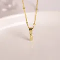 Polished 18K gold letter pendant necklace with minimalist bead chain design - Letter I