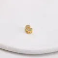 3D Ballon-Buchstabe C Anhänger aus vergoldetem Kupfer mit glitzernden Zirkonia-Steinen - Buchstabe C Stil / Gold