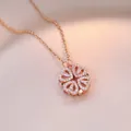 Roségoldene Magnet-Halskette mit vierblättrigem Kleeblatt und funkelndem Zirkon-Besatz - Magnetischer faltbarer vierblättriger Kleeblatt-Stil (X0005) / Roségold