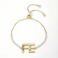 18K gold plated adjustable bracelet with FE letters and sparkling zircon stones - FE Letter Zircon Style (C)