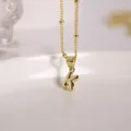 Polished 18K gold plated bubble letter K pendant necklace with delicate beaded chain - Letter K