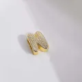 Goldener Buchstabe N Anhänger mit weißen Zirkonia Mikropflaster für DIY Schmuck - Gold Buchstabe N