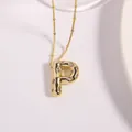 Gold plated letter P pendant necklace with sparkling cubic zirconia on bead chain - Letter P