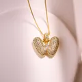 Collier avec pendentif lettre W doré orné de zircons micro-paves et d'une chaîne vénitienne - Lettre W