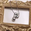 Collier pendentif lettre P plaqué argent 18K poli avec une élégante chaîne box - Lettre P