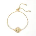 Adjustable 18K gold-plated heart pendant bolo bracelet with sparkling zircon stones - Heart Medallion Zircon Style (A)