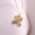 Collier initiale X doré avec oxydes de zirconium micro-pavés et fine chaîne vénitienne - Lettre X