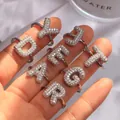 Silver balloon letter rings with sparkling pavé cubic zirconia for an adjustable fit - Letter A
