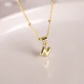 Polished 18K gold plated balloon style letter N pendant with fine link chain - Letter N