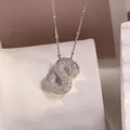 Silver letter S necklace with cubic zirconia pavé and beaded chain for women - Letter S