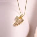 Collier chic avec pendentif cœur 3D doré, pavé de zircons étincelants et chaîne vénitienne - Style Coeur 3D