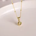 Polished 18K gold-plated necklace featuring a 3D bubble letter O pendant and beaded chain - Letter O