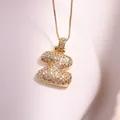 Collier avec pendentif lettre Z bulle 3D doré et oxydes de zirconium sertis en micro-pavé - Lettre Z