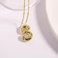 Gold-plated letter S initial necklace with round zirconia crystals and bead chain - Letter S