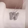 Silver letter W necklace with zircon pavé pendant on a beaded chain for women - Letter W