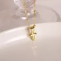 18K gold-plated bubble letter T pendant on a delicate satellite chain necklace - Letter T