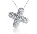 Silver letter X pendant necklace with sparkling cubic zirconia on delicate chain - Letter X
