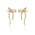 Sparkling 18k gold plated copper bow earrings with micro-pave white cubic zirconia stones - Bowknot Tassel Style (E0390-G) / Gold