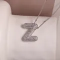 Letter Z pendant necklace with sparkling cubic zirconia on a delicate beaded chain - Letter Z