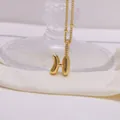 18K gold-plated bubble balloon letter H pendant necklace with zircon-encrusted clasp - Letter H
