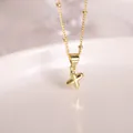 18K gold-plated bubble X letter pendant necklace with delicate beaded chain for women - Letter X