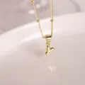 Polished 18K gold-plated bubble letter Y pendant with dainty beaded chain necklace - Letter Y