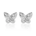 Orecchini a perno a farfalla in argento 18K lucido, stile francese minimalista e design moderno - Stile Farfalla Minimalista (E0389-S)