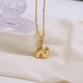 Polished 18K gold plated balloon bubble letter N necklace with sparkling zircon pavé bail - Letter N