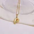 Balloon letter P necklace in 18K gold plated finish with sparkling crystal bail - Letter P
