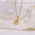 Polished 18K gold-plated bubble letter S necklace with zircon-studded bail and bead chain - Letter S