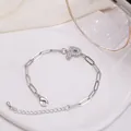 Bracelet à maillons trombones en argent avec pendentif lettre P serti de zircons - Lettre P