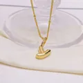 Polished 18K gold plated balloon letter L pendant necklace with zircon inlaid clasp - Letter Y