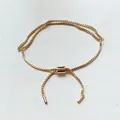 Verstellbares goldenes Box-Chain Armband mit Bolo-Gleitverschluss und Metall-Endstücken - Box-Kettenarmband / Gold