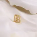Golden letter B charm pendant inlaid with sparkling cubic zirconia stones for DIY bracelet - Letter B