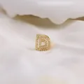 Golden letter D charm with white cubic zirconia for personalized DIY jewelry - Letter D
