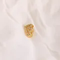Gold plated letter F charm pendant with sparkling cubic zirconia for DIY jewelry - Letter F