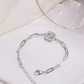Bracelet à maillons trombones argent avec pendentif lettre Z en zircon réglable - Lettre Z