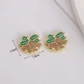 Christmas enamel bell charms with green leaves for DIY jewelry making 1.8cm x 1.5cm - Green Leaf Christmas Bell Style (D)
