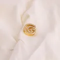Gold plated letter G charm with micro-paved cubic zirconia for DIY bracelets - Letter G