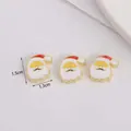 Makroansicht der Weihnachtsmann Emaille-Anhänger für DIY Armbänder mit 1,5cm Maßen - Lächelnder Cartoon Weihnachtsmann (05)