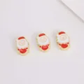Detailed view of three enamel Santa Claus charms for DIY festive jewelry making - Santa with Gift Sack (02)