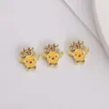 Close-up of three enamel Christmas reindeer charms with gold-plated edges for DIY jewelry - Full Reindeer Style (C)