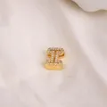 Gold plated letter I pendant charm with pavé zircons for DIY personalized jewelry - Letter I