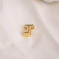 Custom gold letter J charm accessory featuring sparkling white cubic zirconia stones - Letter J